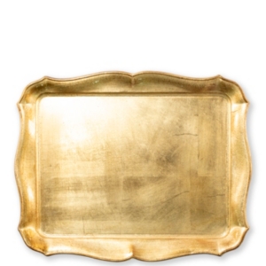 Shop Vietri Florentine Wooden Rectangular Tray In Gold