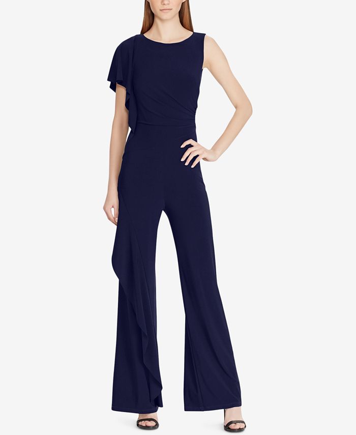 Ralph lauren ruffle one shoulder jumpsuit Clearance
