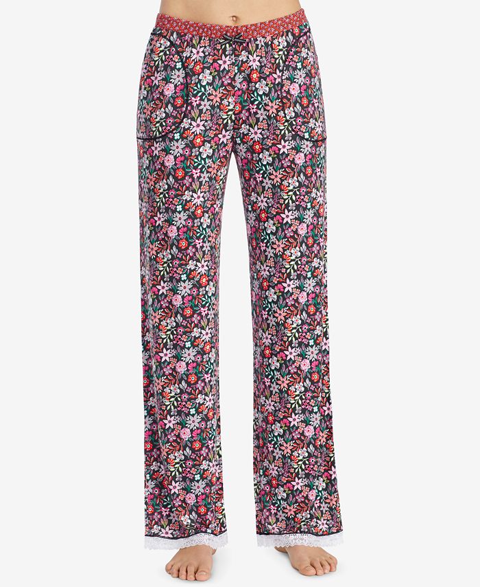 Layla Printed Lace-Hem Pajama Pants - Macy's
