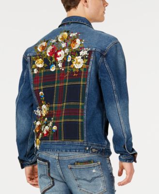 Men's embroidered denim jacket hotsell