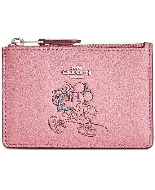 COACH Minnie Mini ID Boxed Skinny Wallet in Pebble Leather ...