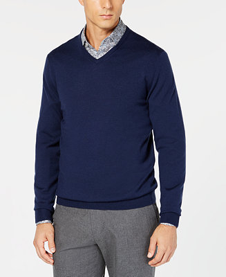 Tasso Elba Men's Merino Wool V-Neck Sweater, Created for Macy's ...