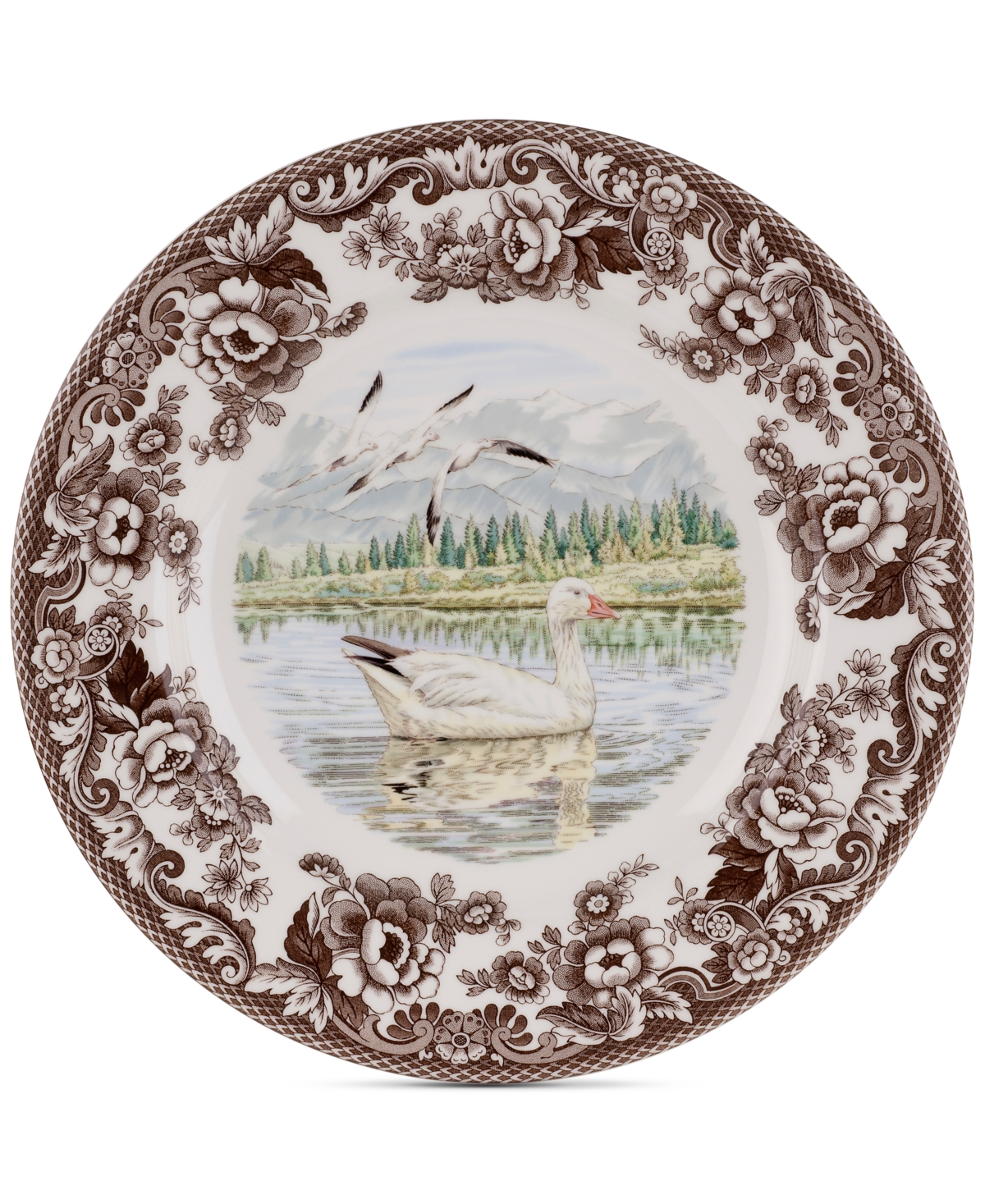 Woodland Snow Goose Dinner Plate - Brown