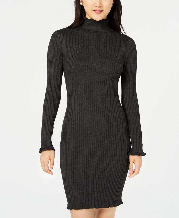Planet Gold Juniors' Ribbed Mock-Neck Sweater Dress - Macy's