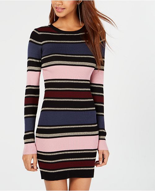 Planet Gold Juniors Striped Bodycon Dress Reviews Macy S