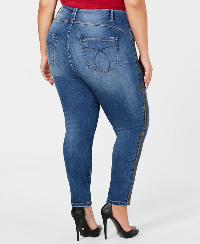 YSJ Plus Size Gold-Stripe Ankle Jeans, Created for Macy's - Macy's