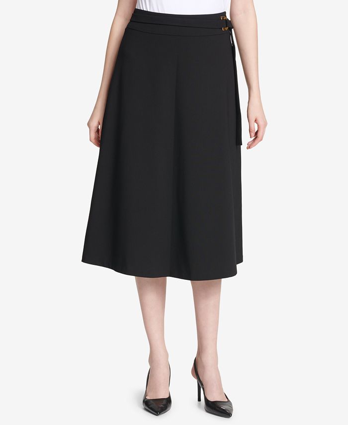 Calvin Klein Belted Scuba Crepe Midi Skirt - Macy's