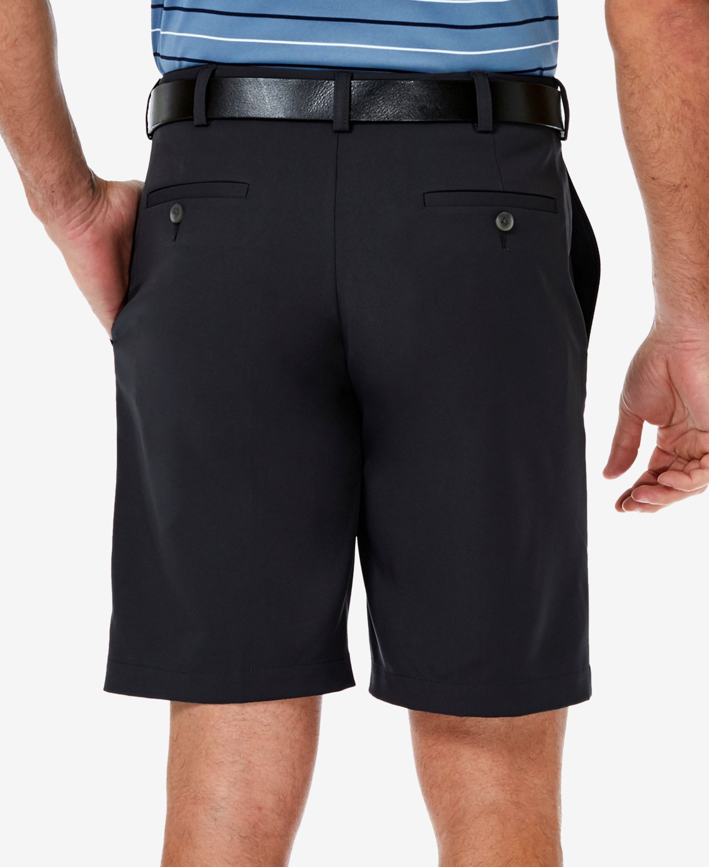 Мужские шорты Haggar Cool 18 PRO Flat Front Classic-Fit 9.5" Shorts, цвет: Чёрный — фото 2