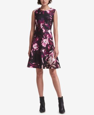 DKNY Floral-Print Fit & Flare Dress, Created for Macy's - Macy's