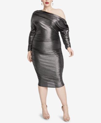 RACHEL Rachel Roy - Plus Size Metallic One-Shoulder Dress