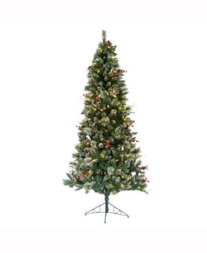 Vickerman 7' Snow Tipped Pine and Berry Artificial Christmas Tree with 350 Warm White Led Lights