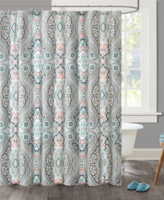 Echo - Design Sterling 72" x 72" Cotton Printed Shower Curtain