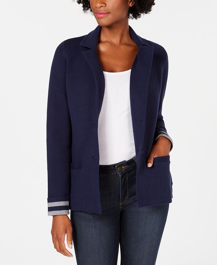 Charter Club Petite Turnback-Sleeve Sweater Blazer, Created for Macy's ...