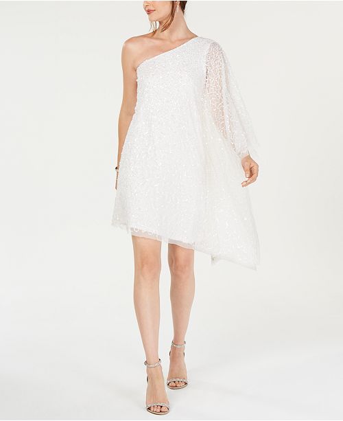 Adrianna Papell Sequin One Shoulder Dress Reviews Women
