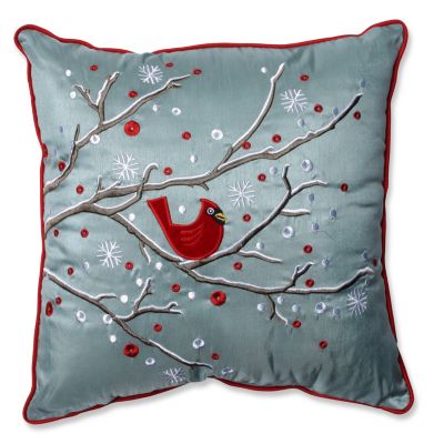 Pillow Perfect - Holiday Cardinal on Snowy Branch 16.5-inch Throw Pillow