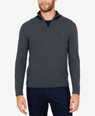 Nautica Men's Quarter-Zip Knit Sweater - Classic Fit, Cotton, Ribbed Trim