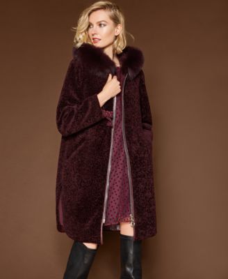 burgundy fox fur coat