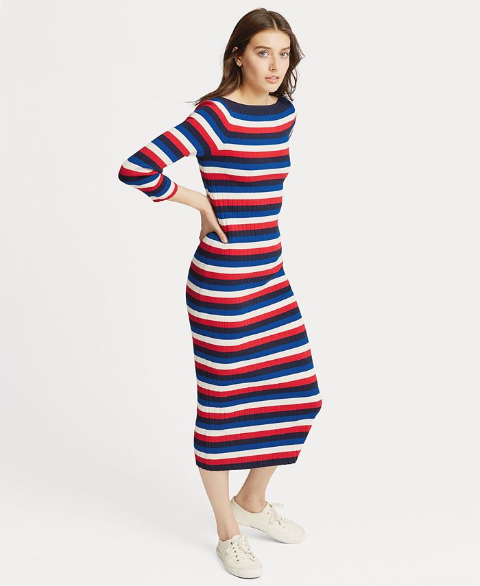 Lauren Ralph Lauren Striped Boat-Neck Dress - Macy's