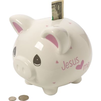 Precious Moments Jesus Loves Me Piggy Bank, Girl