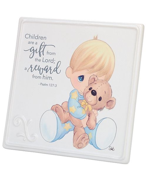 Precious Moments Children Are A Gift Boy With Teddy Bear Wall Plaque