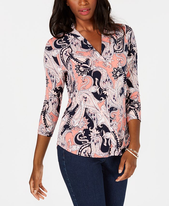 Charter Club Petite Paisley-Print Top
