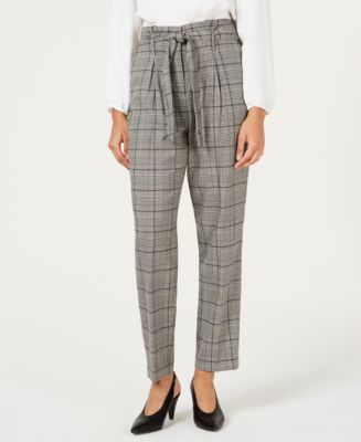 Bar III Self-Tie Plaid Pants, Created for Macy's - Macy's