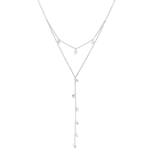 image of Unwritten Simple Crystal Bead Necklace in Fine Silver Plate