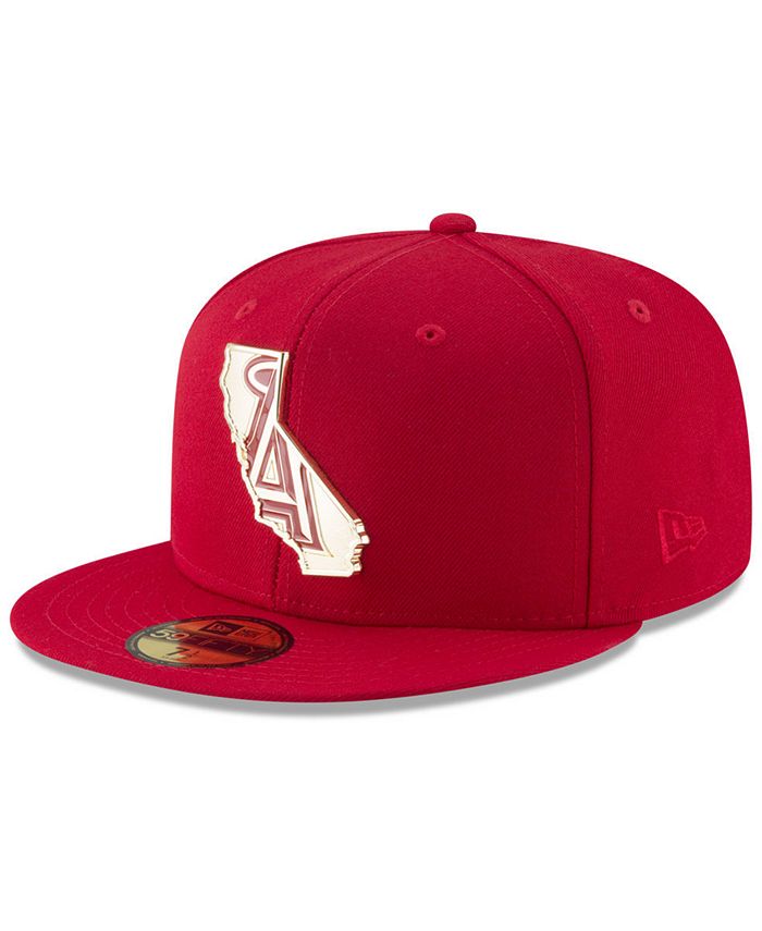 New Era Caps Angels Red Gold 59FIFTY Fitted Hat Red/Gold