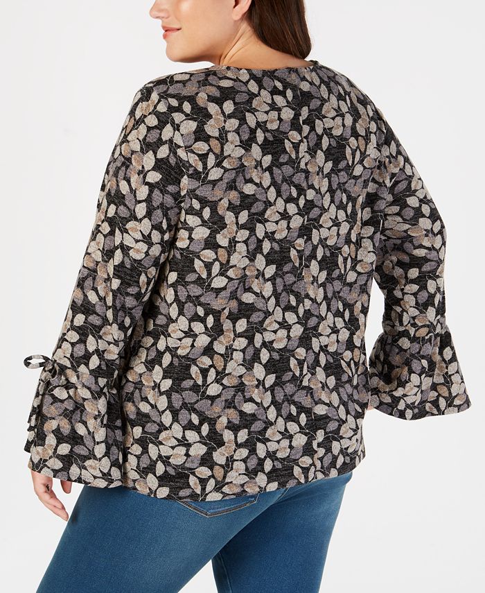 Style & Co Plus Size Printed Lantern-Sleeve Top, Created for Macy's ...