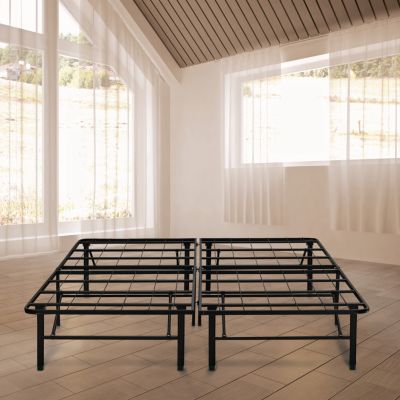 Boyd - 14 in. Double Black Platform Metal Bed Frame with Under-Bed Storage