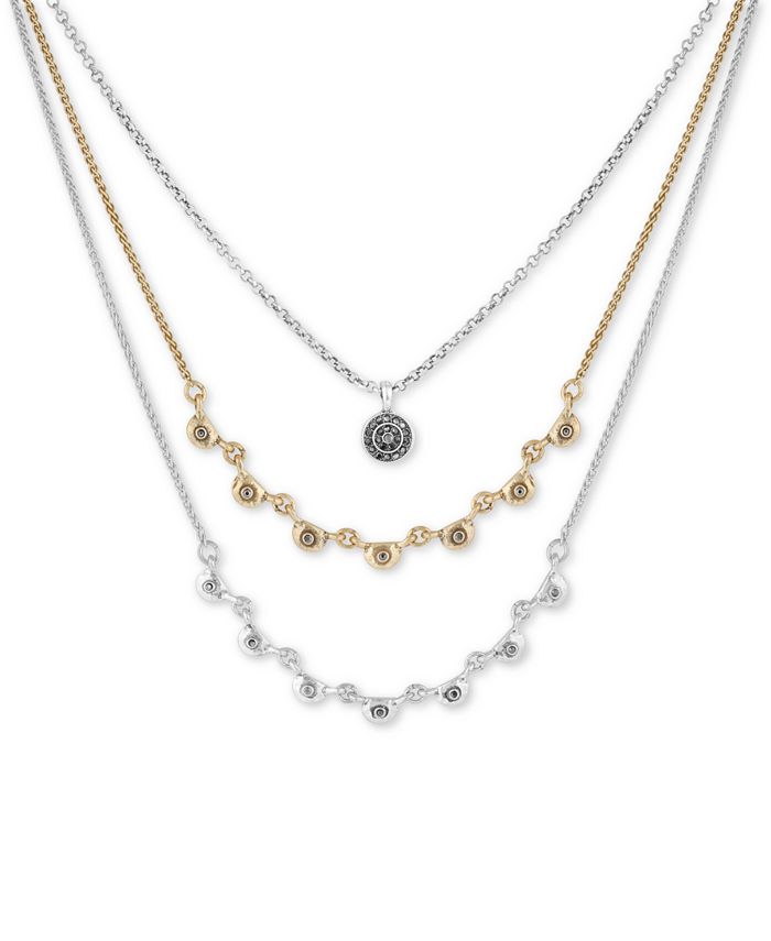 Lucky Brand Two-Tone Crystal Triple-Layer Necklace, 17