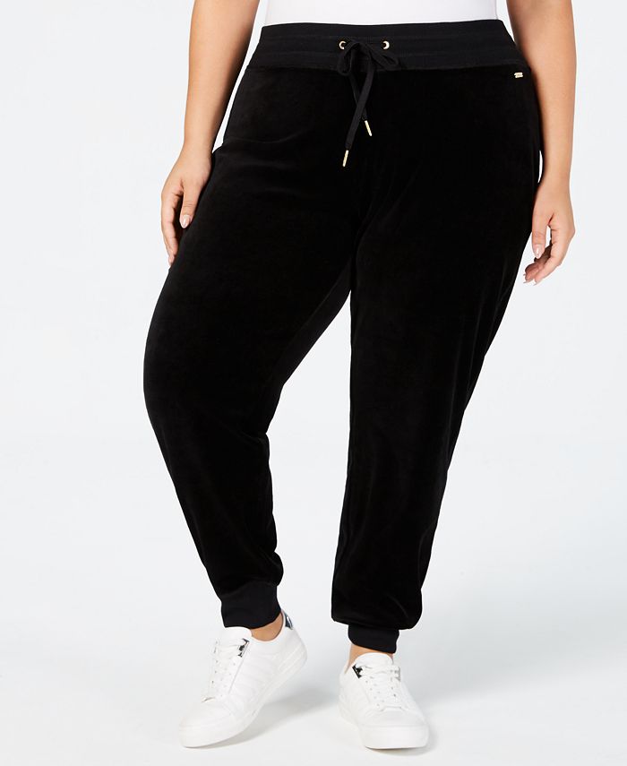Calvin Klein Plus Size Velour Jogger Pants - Macy's
