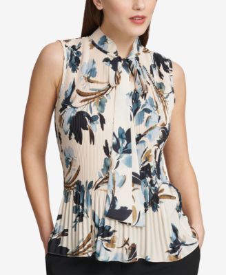 DKNY - Pleated Tie-Neck Top