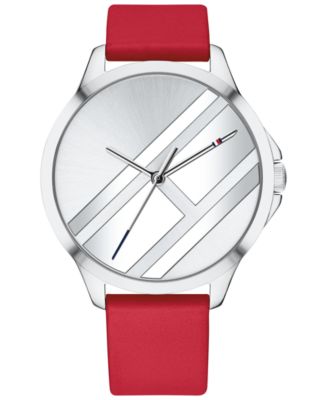 Tommy Hilfiger - Women's Red Leather Strap Watch 38mm Created for Macy's