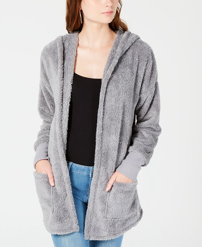 Hippie Rose Juniors Plush Hooded Cardigan Macy s