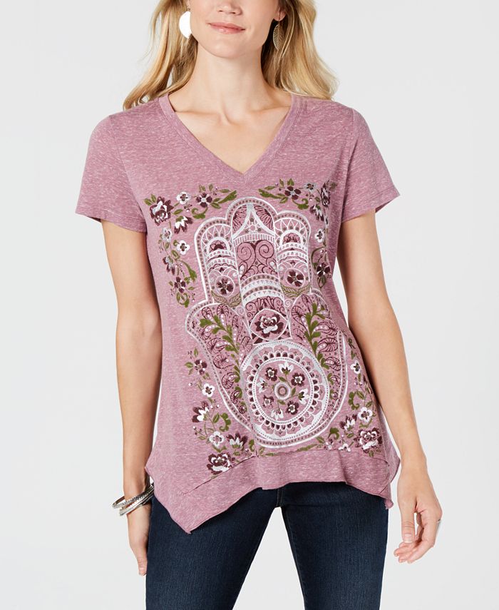 Style & Co Printed T-Shirt, Created for Macy's & Reviews - Tops - Women - Macy's
