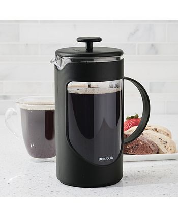 Bonjour - BonJour Coffee Unbreakable Plastic French Press with Lock and Toss™ Filter, 40-ounce, Black