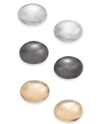 Alfani - Tri-Tone 3-Pc. Set Polished Oval Stud Earrings