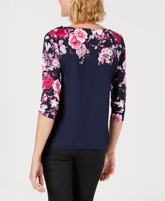 Charter Club Printed Boatneck Top, Created for Macy's - Macy's