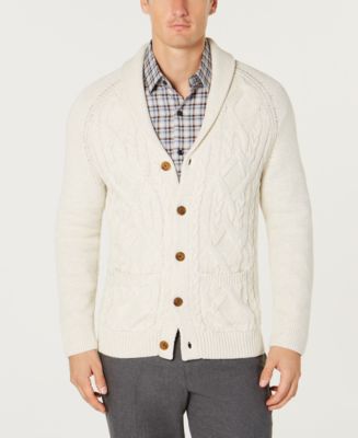 Tasso Elba Men's Shawl Collar Cable Knit Cardigan, Created for Macy's ...
