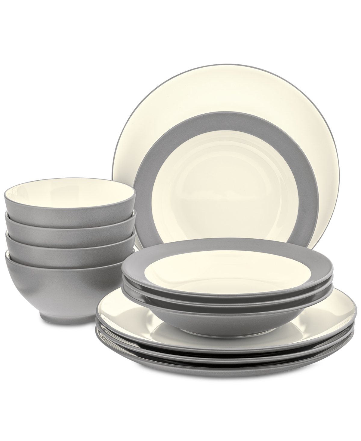 Noritake Colorwave Coupe 12-piece Dinnerware Set, Service For 4 In Slate