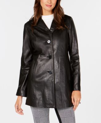 Anne Klein - Notch-Collar Leather Blazer Jacket