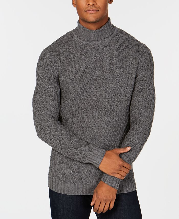 Tasso Elba Men's Cable-Knit Turtleneck Sweater, Created for Macy's - Macy's