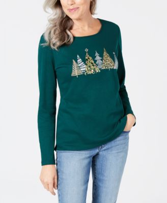 Karen Scott Christmas Tree Printed Top Created for Macy s Macy s