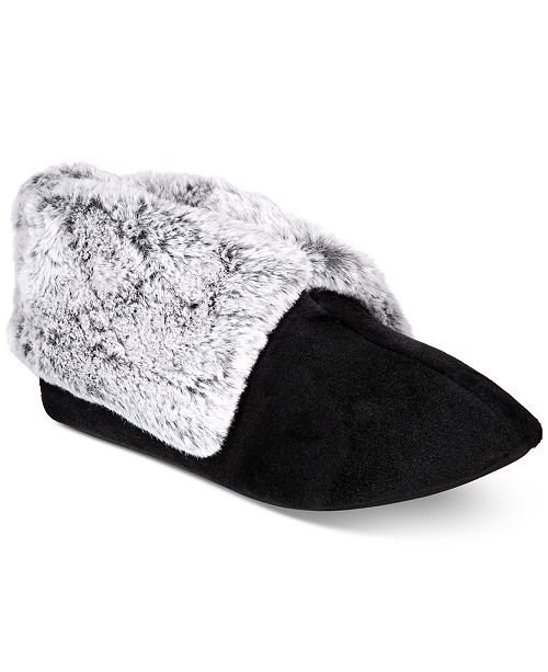 Charter Club Plush Faux-Fur Booties Slippers, Created for Macy's ...