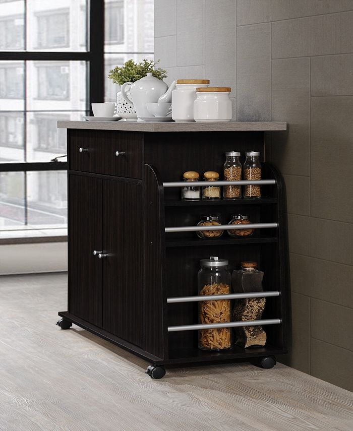 Hodedah Kitchen Cart with Spice Rack in Chocolate Macy's