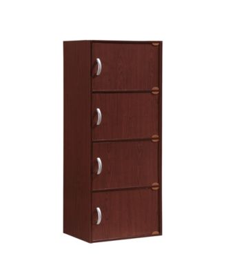 Hodedah - 4-Shelf, 4-Door Bookcase in Mahogany