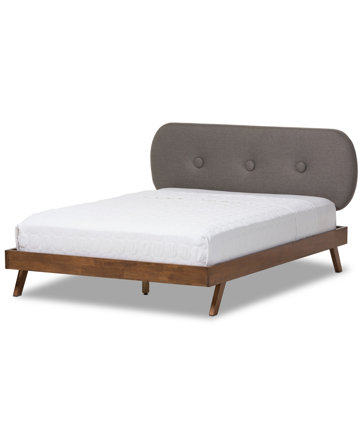 Macy's Penelope Full Platform Bed In Grey,walnut