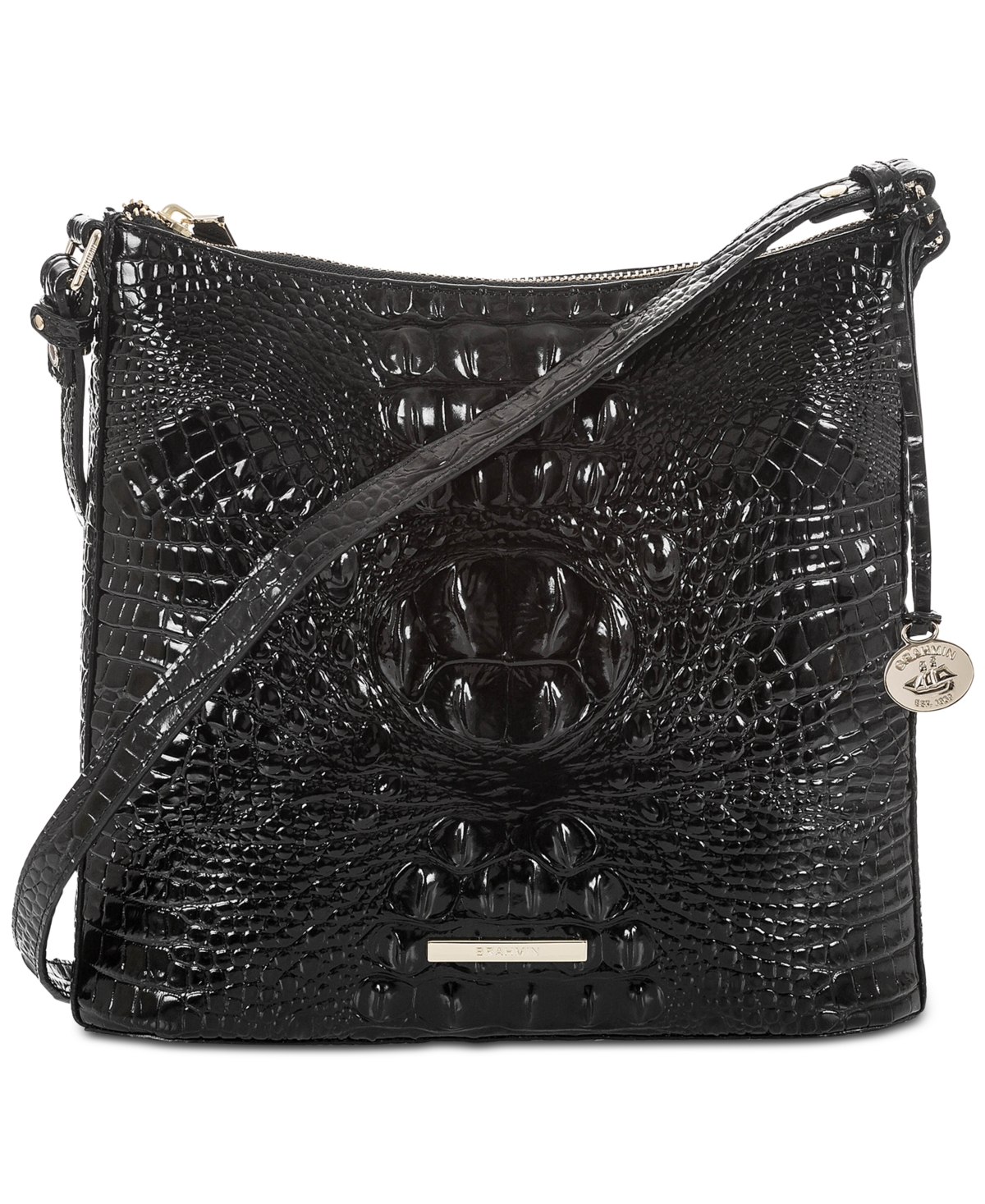 Brahmin Katie Melbourne Embossed Leather Crossbody Bag - Black/Gold