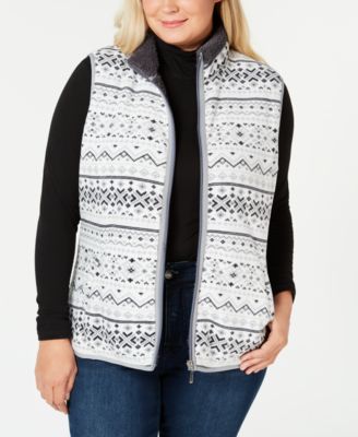 Karen Scott - Plus Size Fair-Isle Stand-Collar Vest